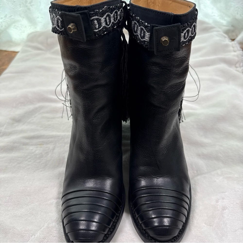 Cobra Society Leather black fringe western heeled boot Size 40 (US 9) Pull On - Picture 5 of 14